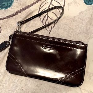 Coach Bordeaux Brown Patent Leather Wristlet